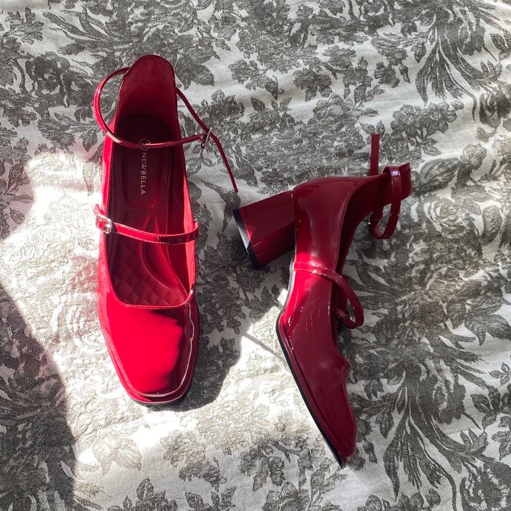 Red Mary Jane Block Heels